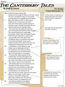 Canterbury Tales Prologue Close Reading Worksheet (Lines 1-42)
