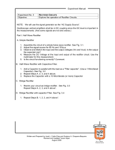Rectifier Circuits Experiment Manual