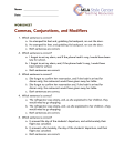 Commas, Conjunctions, and Modifiers Worksheet