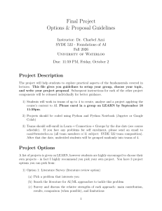 SYDE 522 Final Project Options & Proposal Guidelines - Waterloo