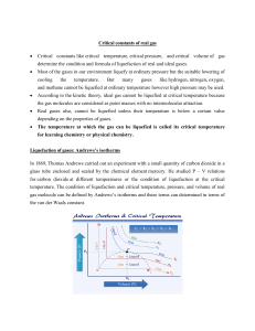 Critical Constants of Real Gas: Temperature, Pressure, Volume