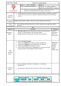 Grade 4 Math Lesson Plan: Missing Numbers in Addition