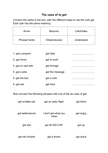 Uses of the Verb Get: English Grammar Worksheet