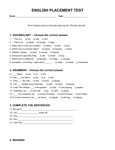 English Placement Test &ndash; Vocabulary, Grammar, Reading & Speaking