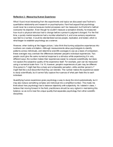 Reflection on Measuring Human Experience: Fechner and Psychophysics