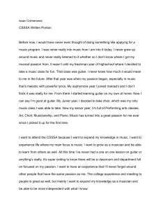 CSSSA Music Program Application Essay