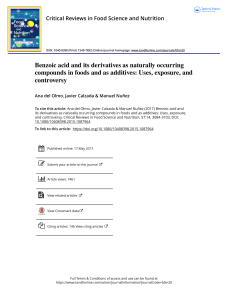 Benzoic Acid and Derivatives: Uses, Exposure, Controversy