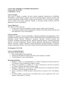 Probability & Probability Distributions-I Course Outline