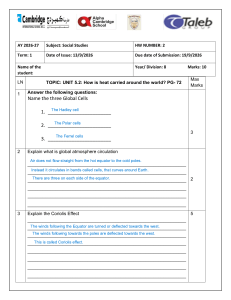 Grade 8 Social Studies HW: Global Atmospheric Circulation & Coriolis Effect