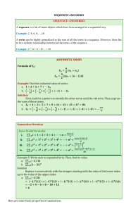 Sequences and Series: Arithmetic Series and Summation Notation