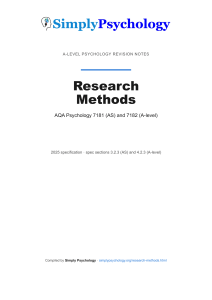 A-Level Psychology Research Methods Revision Notes | AQA 2025