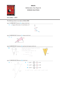 Mathematics Core Topics SL Errata & Solutions