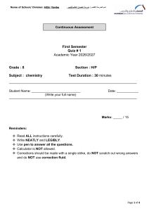 Grade 8 Chemistry Quiz: Atomic Structure & Atomic Models - HIS Yanbu