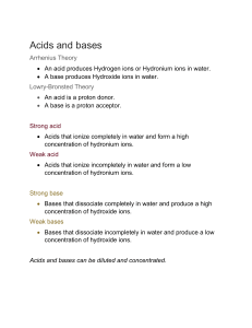 Acids and Bases: Arrhenius & Br&oslash;nsted-Lowry Theory Study Notes