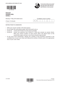 IB Biology Higher Level Paper 2 Exam May 2010 TZ1