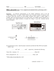 Pre-Lab EXP #1 Worksheet: DMM, Oscilloscope & RLC Circuit Measurements