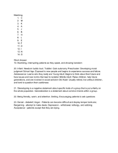 Answer Key: Patient Communication, Human Development, Grief Stages