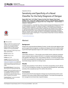 Sensitivity and Specificity of a Novel Dengue Diagnostic Classifier