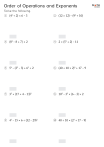 Order of Operations and Exponents Worksheet - 10 Practice Problems