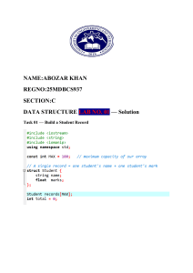 Data Structures Lab No. 01 Solution &ndash; Student Records in C++