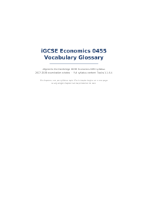 iGCSE Economics 0455 Vocabulary Glossary | Cambridge Syllabus Terms
