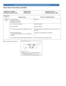 Welding Test Plan: SMAW S355 to S355, 25mm, No PWHT