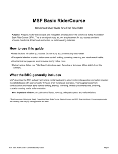 MSF Basic RiderCourse Condensed Study Guide for First-Time Riders