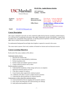 BUAD 310g Applied Business Statistics Syllabus &ndash; Fall 2026 USC