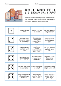 Roll and Tell: All About Your City &ndash; ESL Speaking Activity