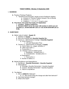 Economics Lecture Outline: Supply & Market Equilibrium