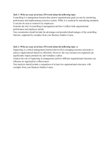 Management Essay Prompts: Controlling & Organizing