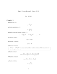 Final Exam Formula Sheet B11: Statistics Formulas, Chapters 3-8