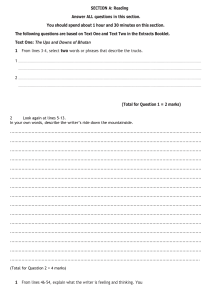 English Language Reading Exam Paper: Bhutan Texts Analysis
