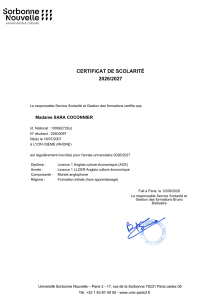Certificat de scolarit&eacute; 2026/2027 - Universit&eacute; Sorbonne Nouvelle