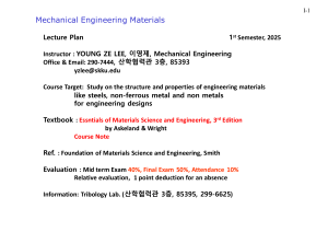 Mechanical Engineering Materials &ndash; SKKU Lecture Slides 2025