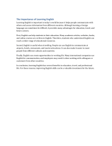 The Importance of Learning English: Education, Travel, Career Essay