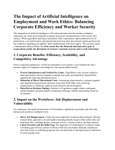 AI Impact on Employment and Work Ethics: Efficiency vs. Security