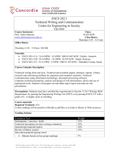 ENCS 282 Technical Writing and Communication Course Outline &ndash; Fall 2026