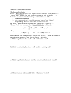 Module 3-2 Discrete Distributions: Binomial, Geometric, Poisson
