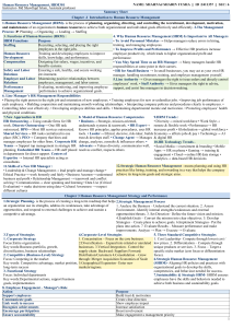 HRM301 Human Resource Management Summary Sheet &ndash; Study Notes