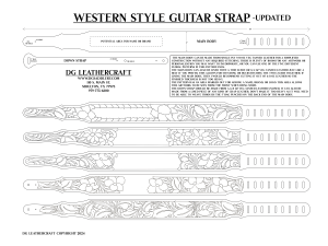 Western Style Guitar Strap Leathercraft Pattern Pack &ndash; Floral Designs