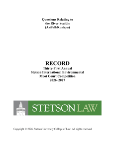 River Scaldis Case Record: Stetson Environmental Moot Court 2026-27