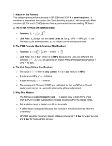 Collapse Pressure Formula for Swelling PE Liners: Glock & PDO Units