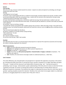 The Last Slice Novel Extract &ndash; PEEEL Literary Analysis Worksheet