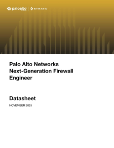 Palo Alto Networks NGFW Engineer Certification Exam Datasheet