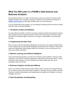 What You Will Learn in a PGDM in Data Science and Business Analytics