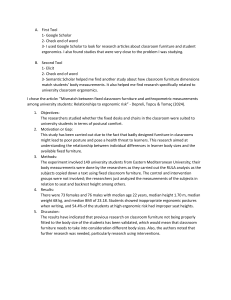 Classroom Furniture Ergonomics: Research Tools Assignment