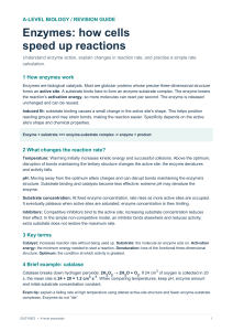 A-Level Biology Revision Guide: Enzymes and Reaction Rates