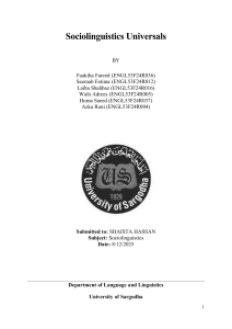 Sociolinguistic Universals: Language, Worldview and Power
