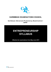 CAPE Entrepreneurship Syllabus